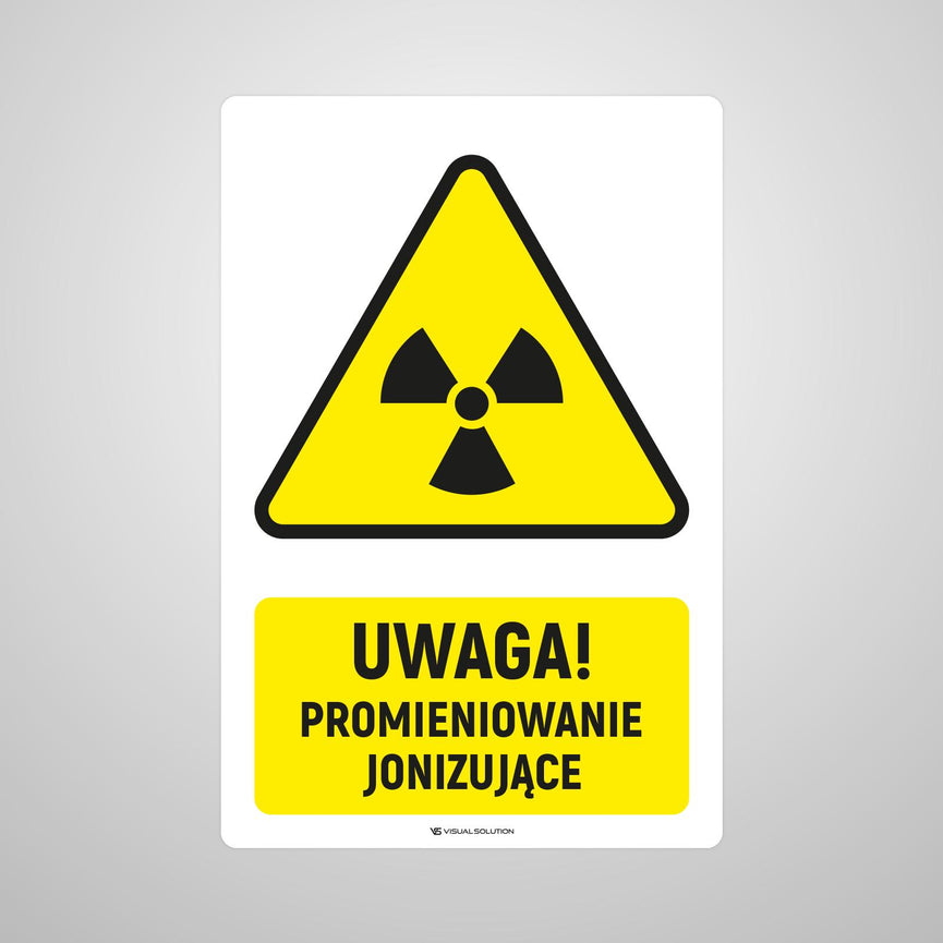 Naklejka Podłogowa BHP: ostrzegająca przed materiałami radioaktywnymi lub Promieniowaniem jonizującym Z Opisem | GDW003.