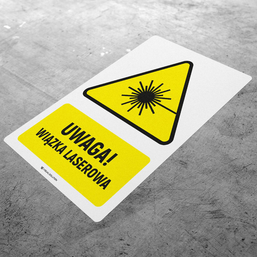 Naklejka Podłogowa BHP: ostrzegająca przed wiązką laserową Z Opisem | GDW004.