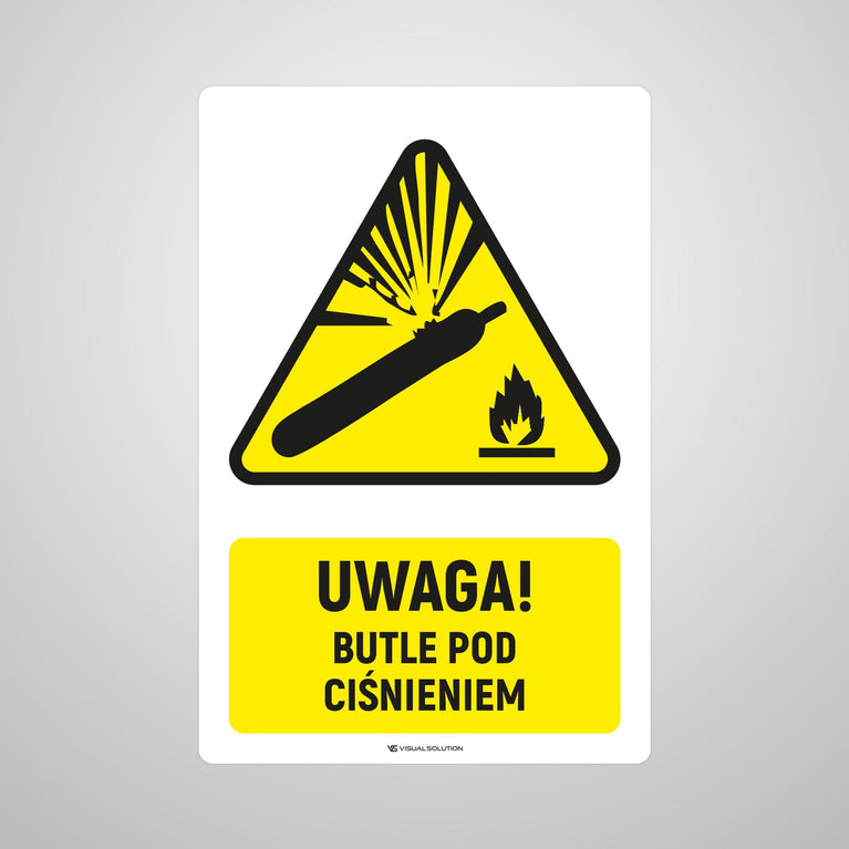 Naklejka Podłogowa BHP: ostrzegająca przed butlami pod ciśnieniem Z Opisem | GDW029.