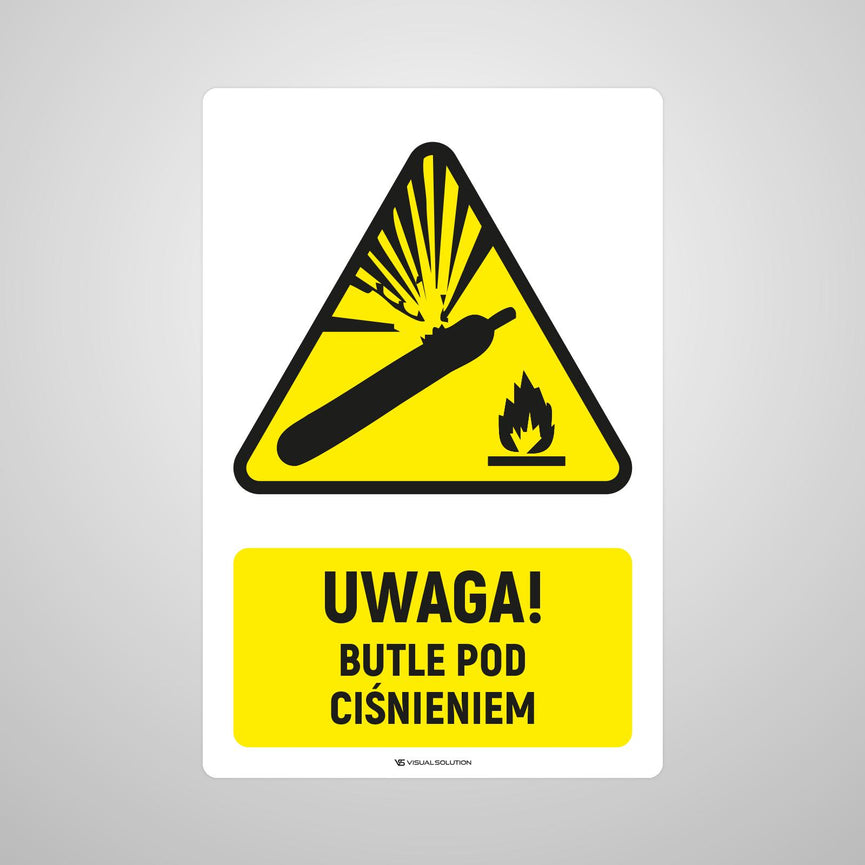 Naklejka Podłogowa BHP: ostrzegająca przed butlami pod ciśnieniem Z Opisem | GDW029.