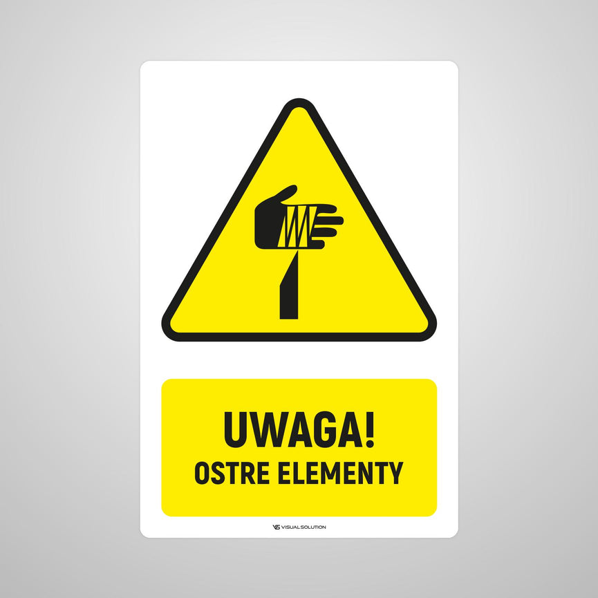 Naklejka Podłogowa BHP: ostrzegająca przed ostrymi elementami Z Opisem | GDW022.