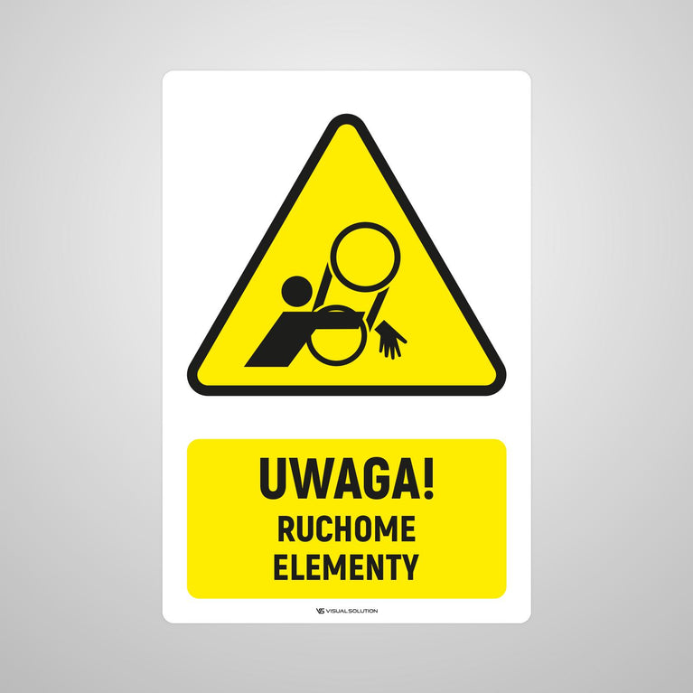 Naklejka Podłogowa BHP: ostrzegająca przed ruchomymi elementami Z Opisem | GF047.