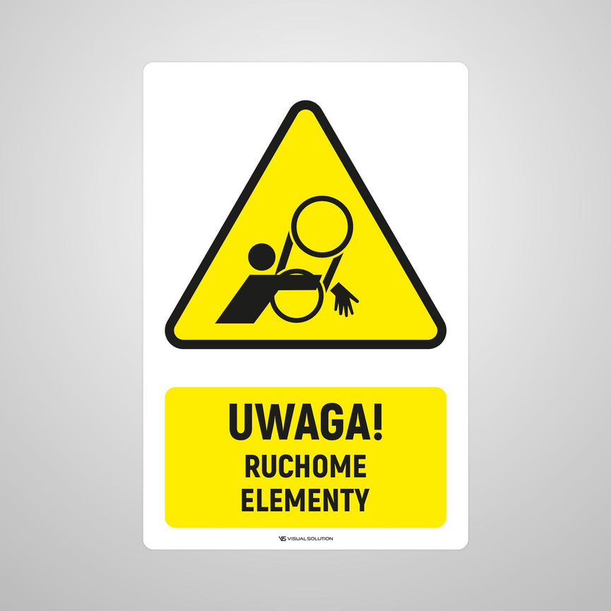 Naklejka Podłogowa BHP: ostrzegająca przed ruchomymi elementami Z Opisem | GF047.