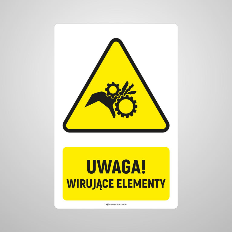 Naklejka Podłogowa BHP: ostrzegająca przed wirującymi elementami Z Opisem | GE014.