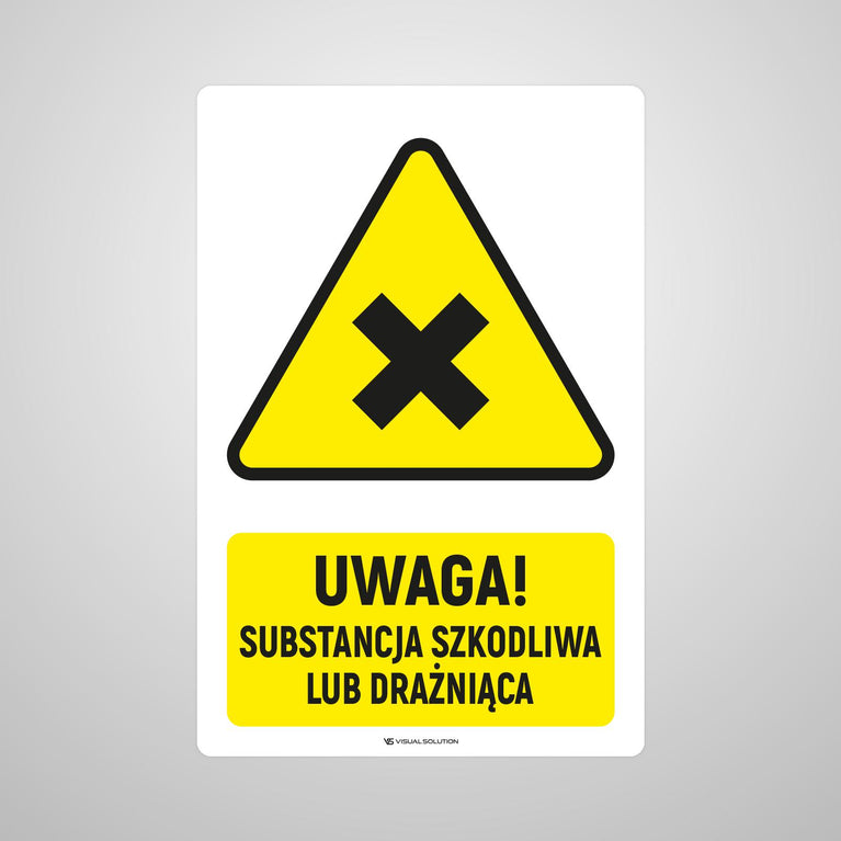 Naklejka Podłogowa BHP: ostrzegająca przed substancją szkodliwą lub drażniącą Z Opisem | GF028.