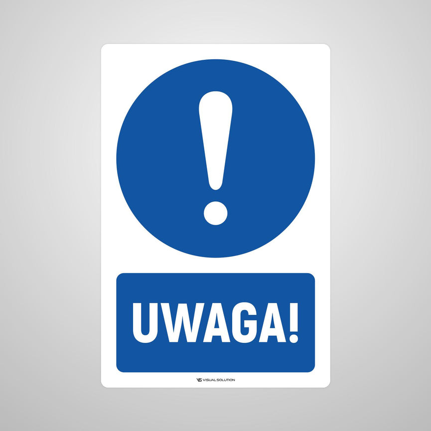 Naklejka podłogowa BHP: Uwaga z opisem.