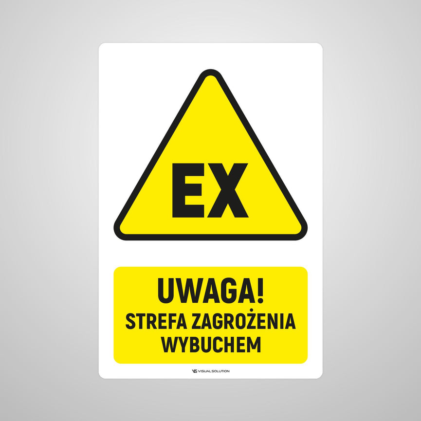 Naklejka Podłogowa BHP: ostrzegawcza informująca o strefie zagrożenia wybuchem Z Opisem | GF040.