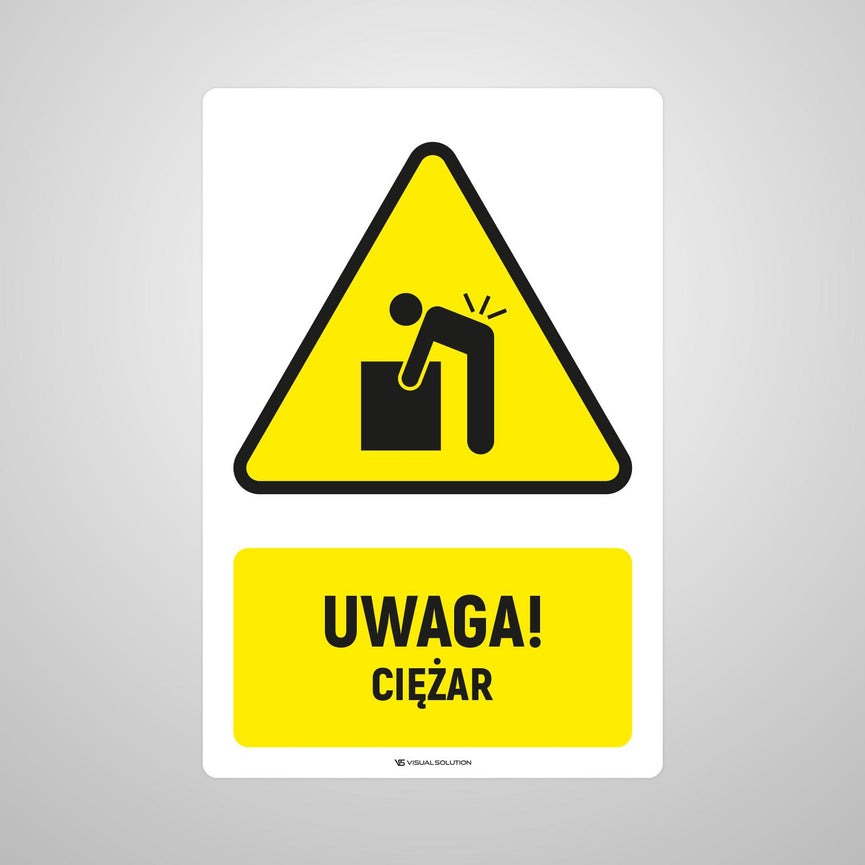 Naklejka Podłogowa BHP: ostrzegawcza dotycząca ciężkiego przedmiotu Z Opisem.
