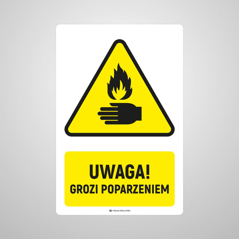 Naklejka Podłogowa BHP: ostrzegawcza przed zagrożeniem poparzeniem Z Opisem.