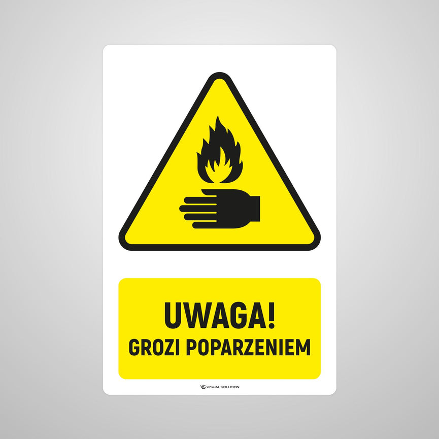 Naklejka Podłogowa BHP: ostrzegawcza przed zagrożeniem poparzeniem Z Opisem.