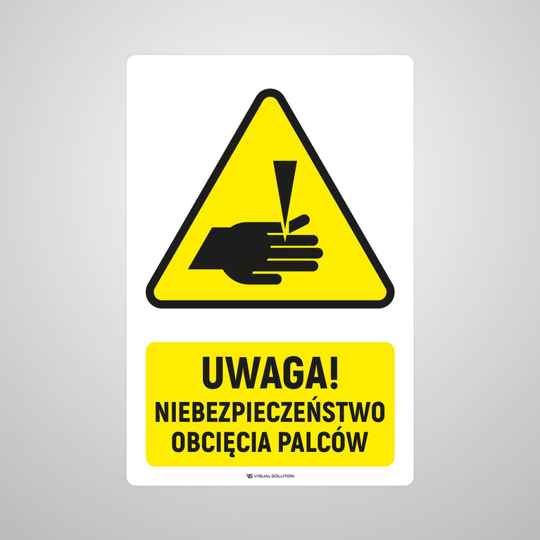 Naklejka Podłogowa BHP: ostrzegawcza dotycząca zagrożenia obcięcia palców z Opisem | GE008.