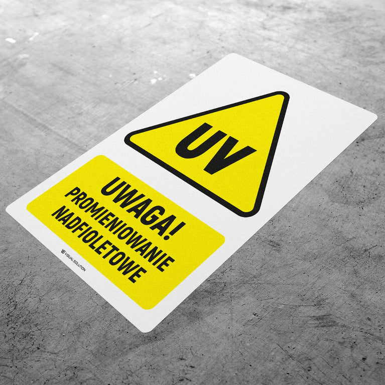 Naklejka Podłogowa BHP: ostrzegawcza przed Promieniowaniem nadfioletowym Z Opisem | GF048.