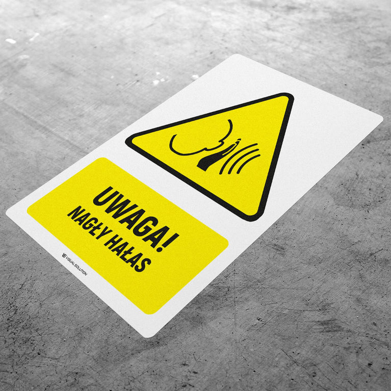 Naklejka Podłogowa BHP: ostrzegawcza informująca o nagłym hałasie Z Opisem | GDW038.