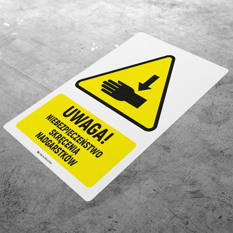 Naklejka Podłogowa BHP: ostrzegawcza informująca o zagrożeniu zgnieceniem dłoni Z Opisem | GDW024.
