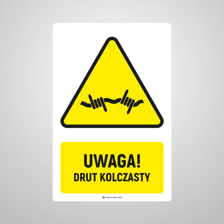 Naklejka Podłogowa BHP: ostrzegawcza dotycząca zagrożenia drutem kolczastym Z Opisem | GDW033.