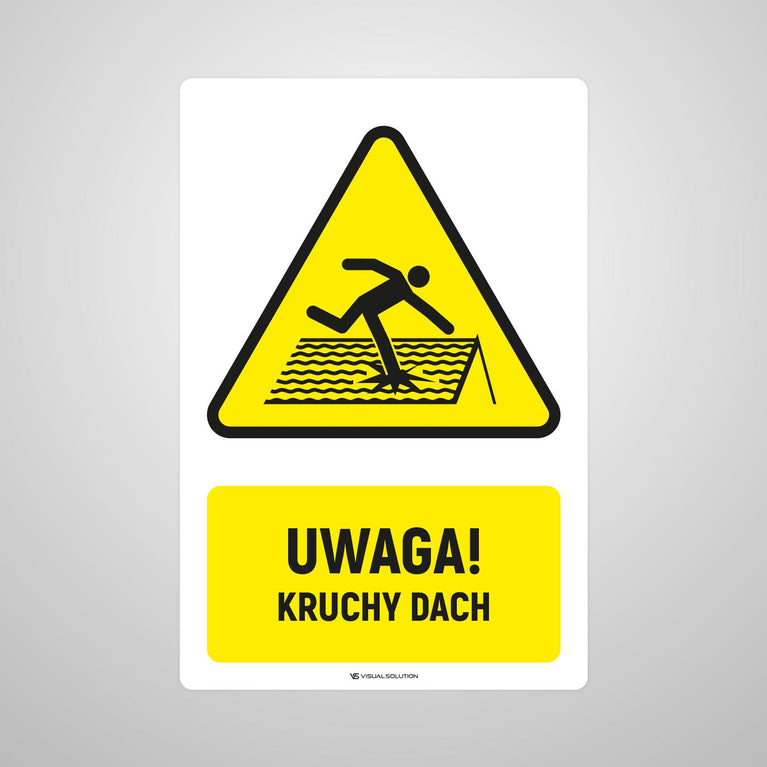 Naklejka Podłogowa BHP: ostrzegawcza informująca o zagrożeniu kruchym dachem Z Opisem | GDW036.