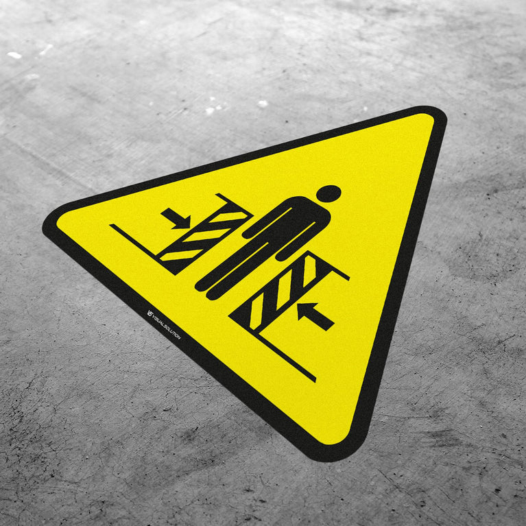 Naklejka podłogowa ostrzegająca przed zgnieceniem bocznym | GDW019.