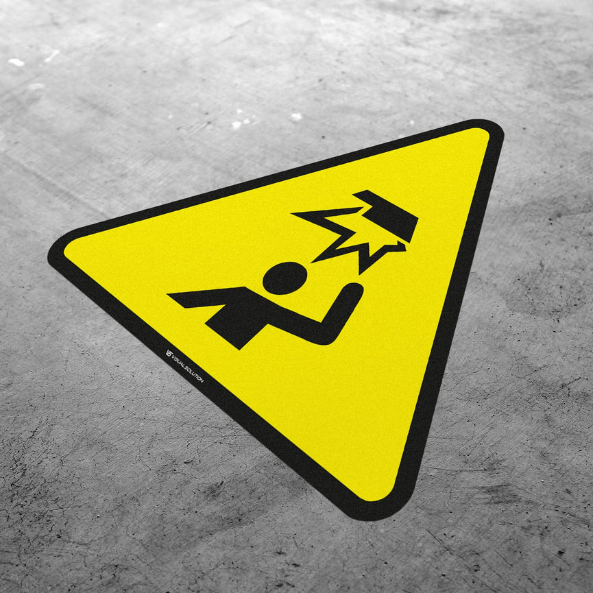 Naklejka podłogowa ostrzegająca przed ryzykiem uderzenia w głowę | GDW020.