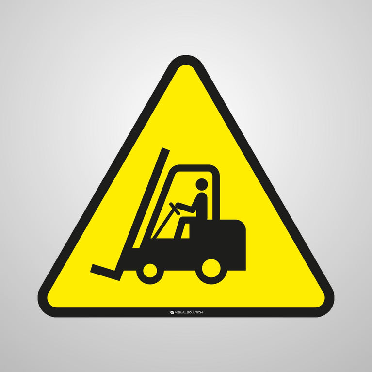 Naklejka podłogowa ostrzegająca przed urządzeniami do transportu poziomego | GDW014.