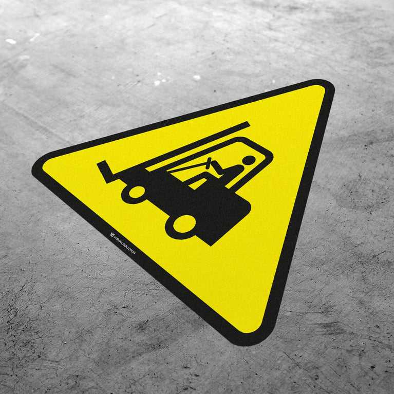 Naklejka podłogowa ostrzegająca przed urządzeniami do transportu poziomego | GDW014.