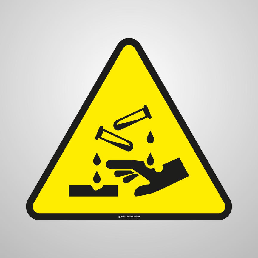 Naklejka podłogowa ostrzegająca przed substancjami żrącymi | GDW023.