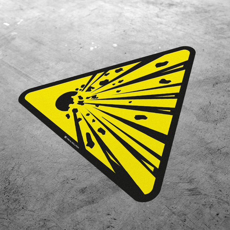 Naklejka podłogowa ostrzegająca przed materiałami wybuchowymi | GDW002.