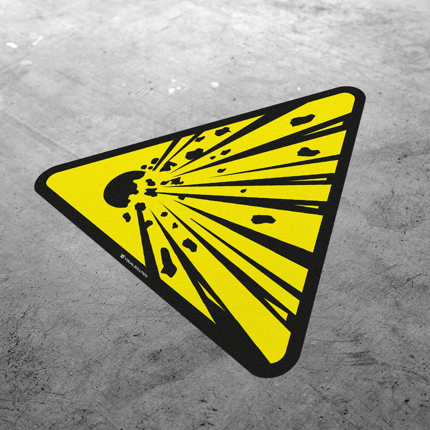 Naklejka podłogowa ostrzegająca przed materiałami wybuchowymi | GDW002.