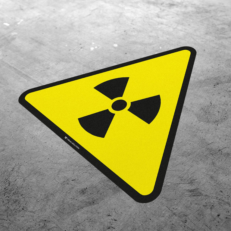 Naklejka podłogowa ostrzegająca przed materiałami radioaktywnymi lub Promieniowaniem jonizującym | GDW003.