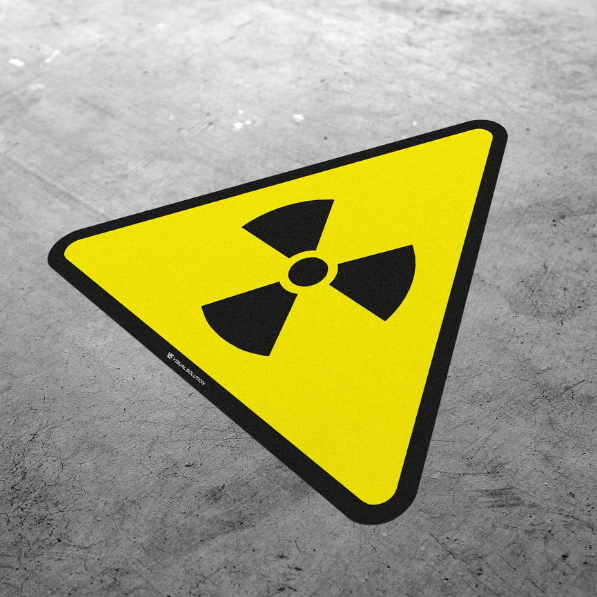 Naklejka podłogowa ostrzegająca przed materiałami radioaktywnymi lub Promieniowaniem jonizującym | GDW003.