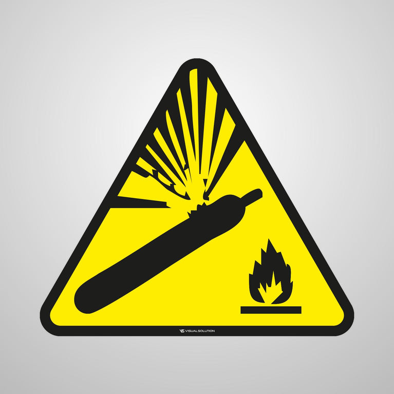 Naklejka podłogowa ostrzegająca przed butlami pod ciśnieniem | GDW029.