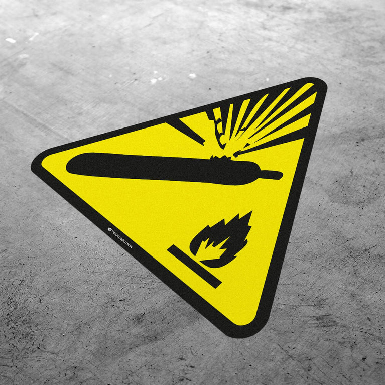 Naklejka podłogowa ostrzegająca przed butlami pod ciśnieniem | GDW029.