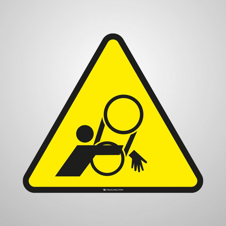 Naklejka podłogowa ostrzegająca przed ruchomymi elementami | GF047.