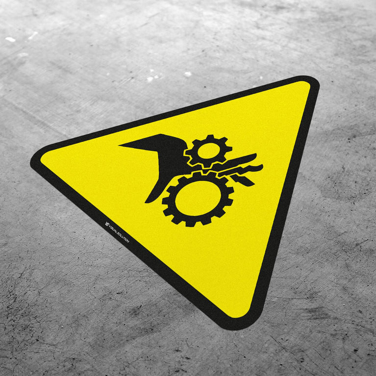 Naklejka podłogowa ostrzegająca przed wirującymi elementami | GE014.