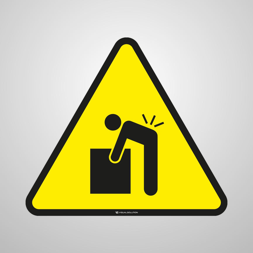 Naklejka ostrzegawcza dotycząca ciężkiego przedmiotu.