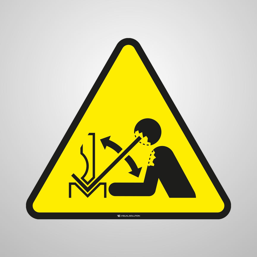 Naklejka ostrzegawcza dotycząca szybkiego ruchu materiału w giętarce | GDW032.