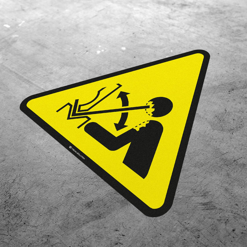 Naklejka ostrzegawcza dotycząca szybkiego ruchu materiału w giętarce | GDW032.