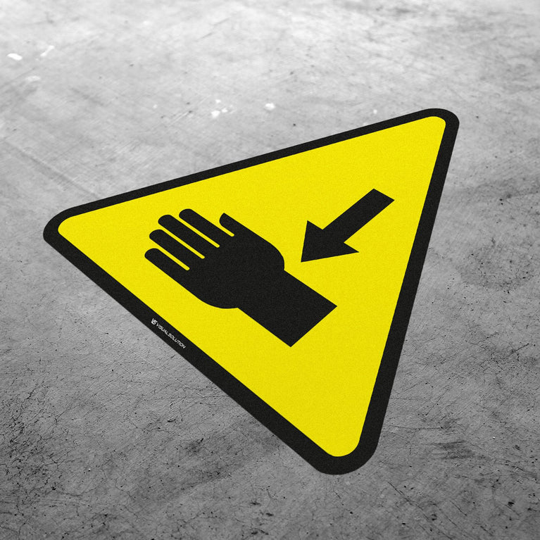 Naklejka ostrzegawcza informująca o zagrożeniu zgnieceniem dłoni | GDW024.