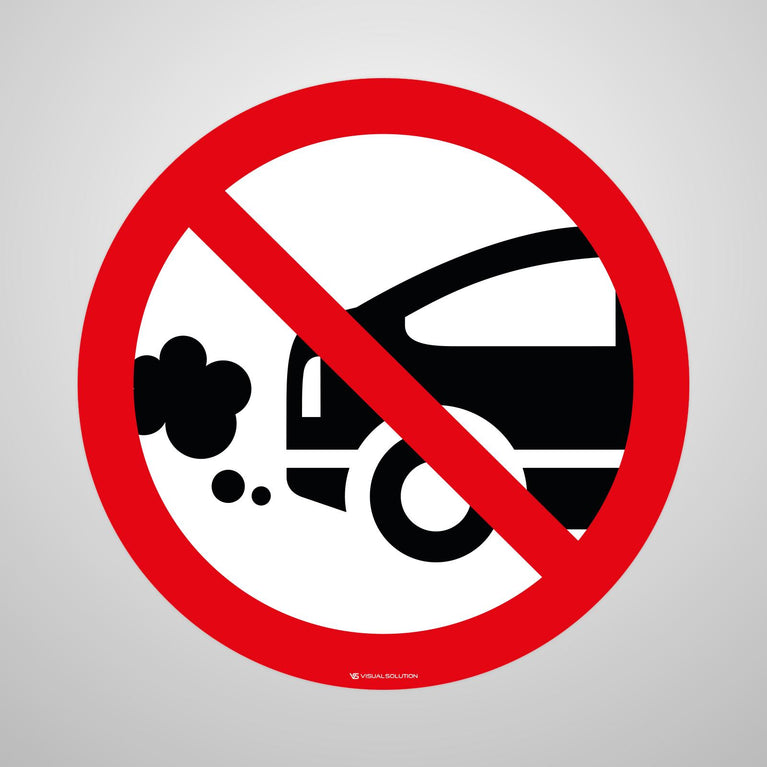 Naklejka Podłogowa BHP: Nie Zostawiać Włączonych Silników Spalinowych