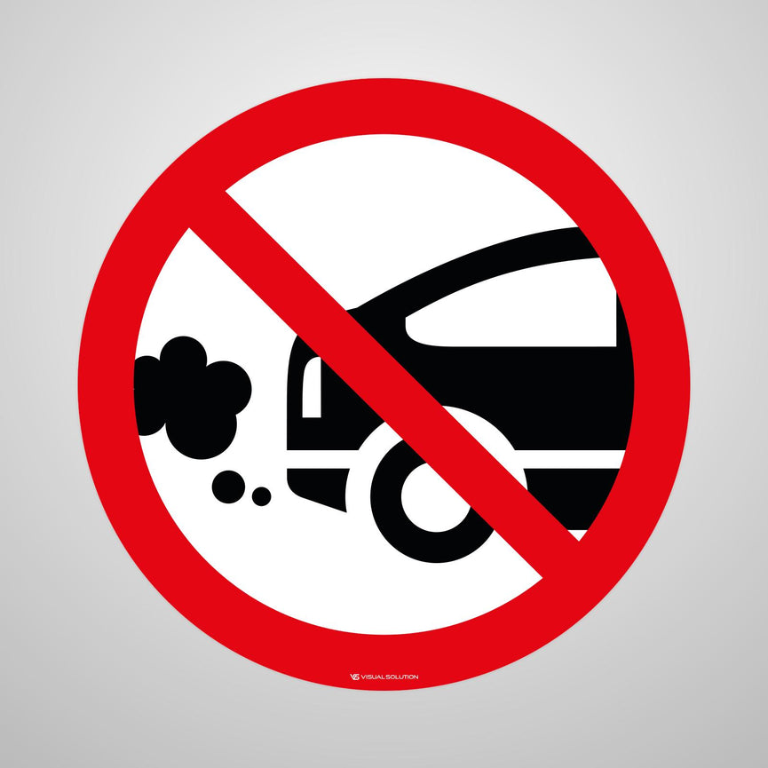 Naklejka Podłogowa BHP: Nie Zostawiać Włączonych Silników Spalinowych