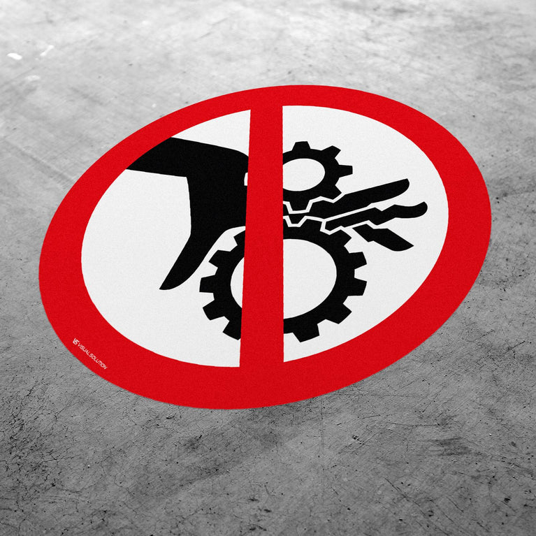 Naklejka Podłogowa BHP: Ruchome Części Maszyny