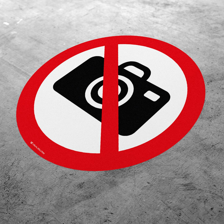 Naklejka Podłogowa BHP: Zakaz Fotografowania