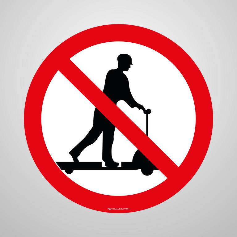 Naklejka Podłogowa BHP: Zakaz Jazdy na Urządzeniach Transportowych