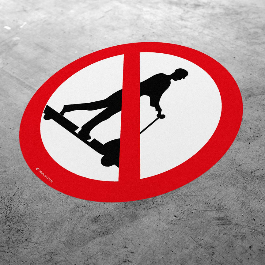 Naklejka Podłogowa BHP: Zakaz Jazdy na Urządzeniach Transportowych