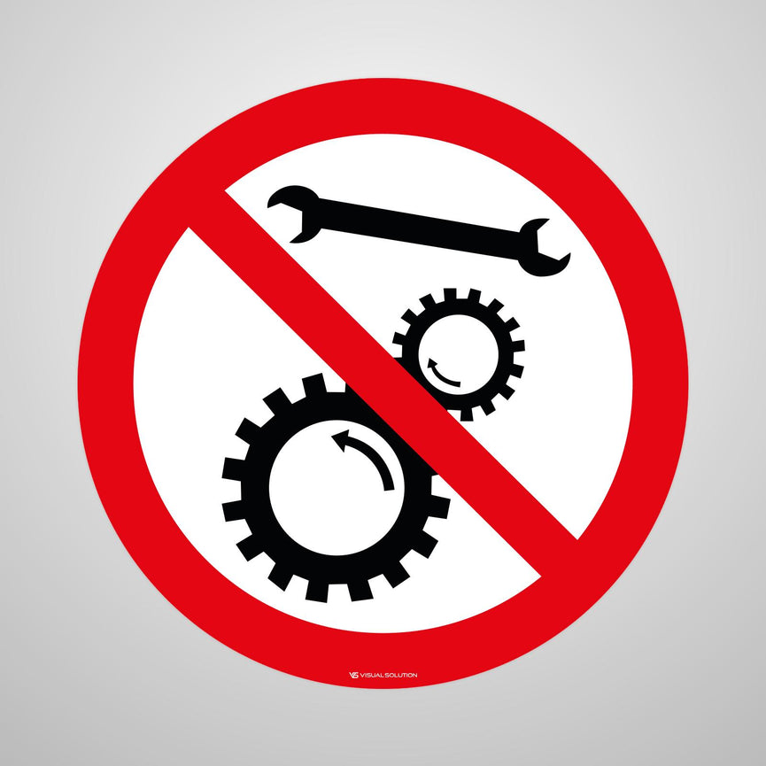 Naklejka Podłogowa BHP: Zakaz Naprawiania Urządzenia w Ruchu