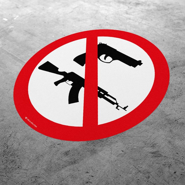 Naklejka Podłogowa BHP: Zakaz Noszenia Broni