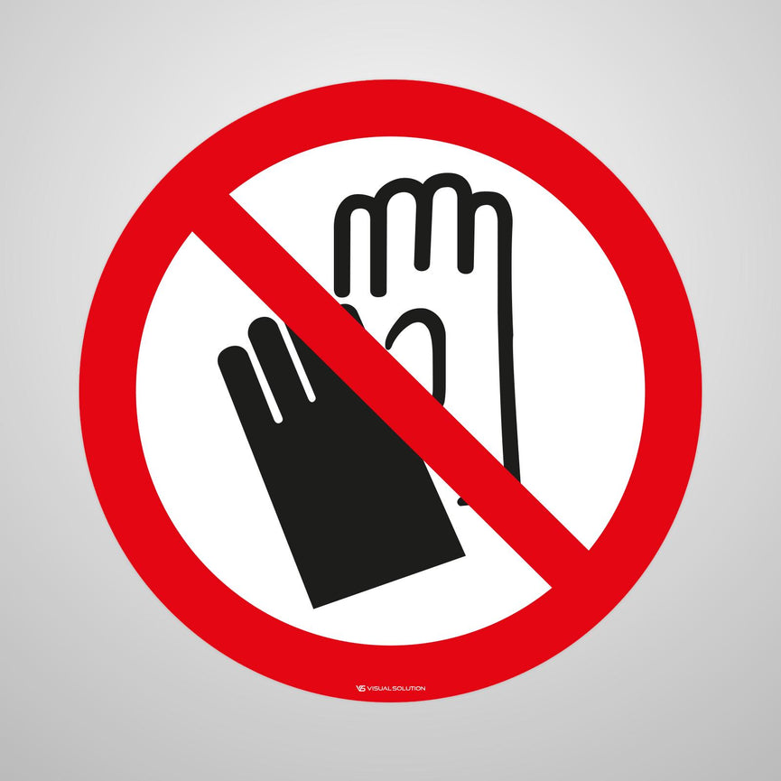 Naklejka Podłogowa BHP: Zakaz Używania Rękawic Roboczych