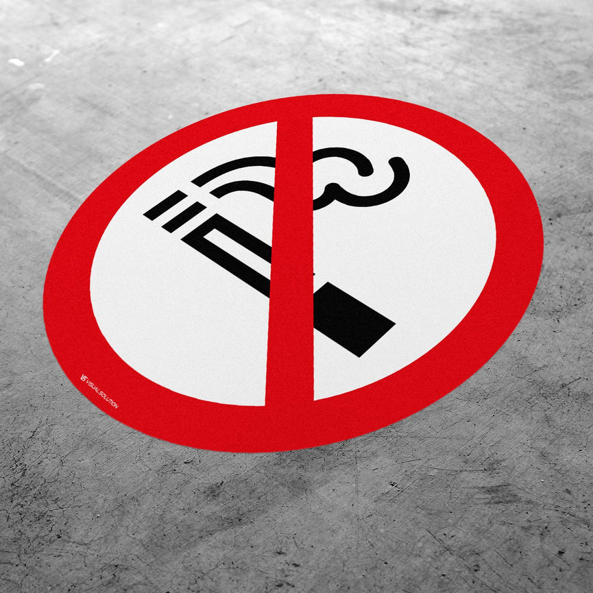 Naklejka Podłogowa BHP: Zakaz Palenia Tytoniu-10szt