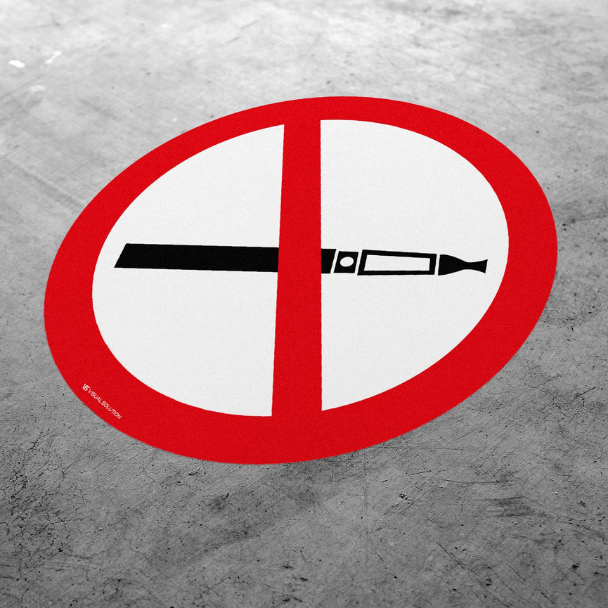 Naklejka Podłogowa BHP: Zakaz Palenia Papierosów Elektronicznych-10szt