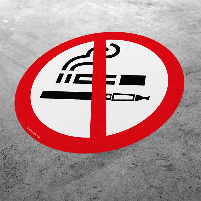 Naklejka Podłogowa BHP: Zakaz Palenia Tytoniu i Papierosów Elektronicznych-5szt