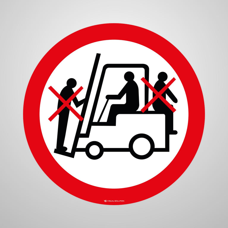 Naklejka Podłogowa BHP: Zakaz Przewozu Osób na Urządzeniach Transportowych